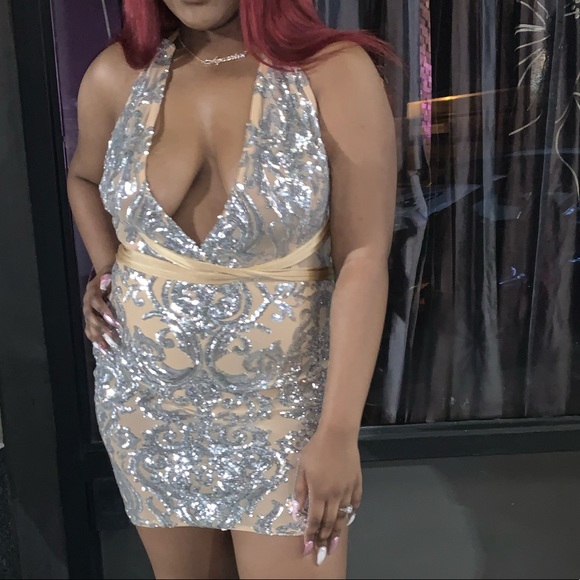 Sliver and nude, backless dress. - Picture 1 of 1